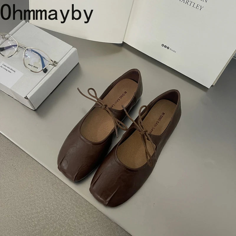 2026 Designer Spring Women Ballet Flats Casual Shallow Butterfly-knot Shoes Soft Sole Women's Elegant Leather Dress Shoes