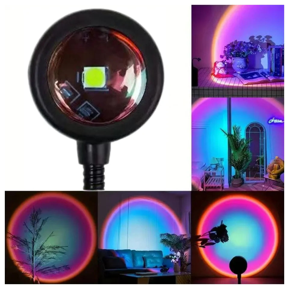 LED Rainbow Sunset Projection Lamp Atmosphere Night Light Photography Fill Light Artifact Creative Room Decoration Gift