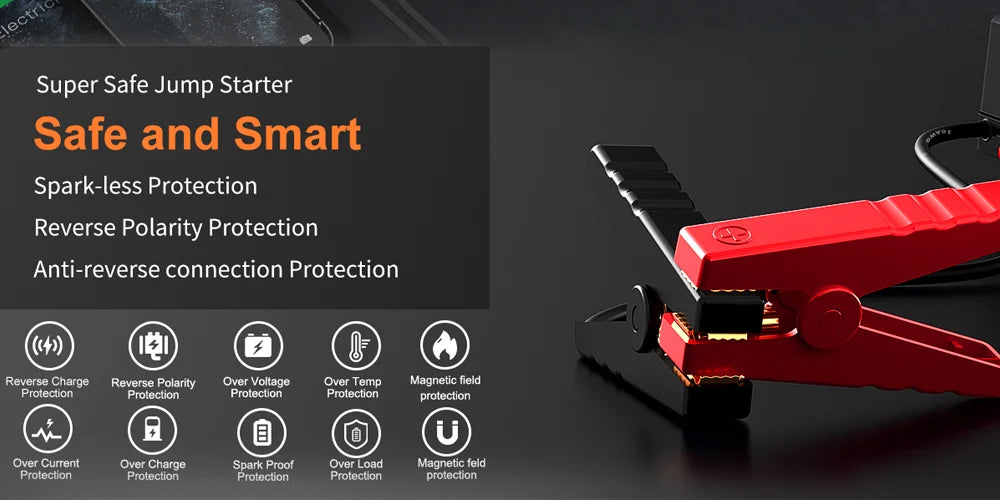 Acmount Car Jump Starter 5000A Peak Booster Battery Pack with LED Light for Up to 10.0L Gas or 8.0L Diesel Engine