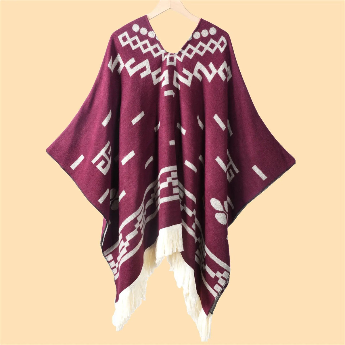 Men's Cape Fashionable Knitted Fringed Pullover Mantle Men Thickened Warm Large Shawl Wool-like Material Winter Season