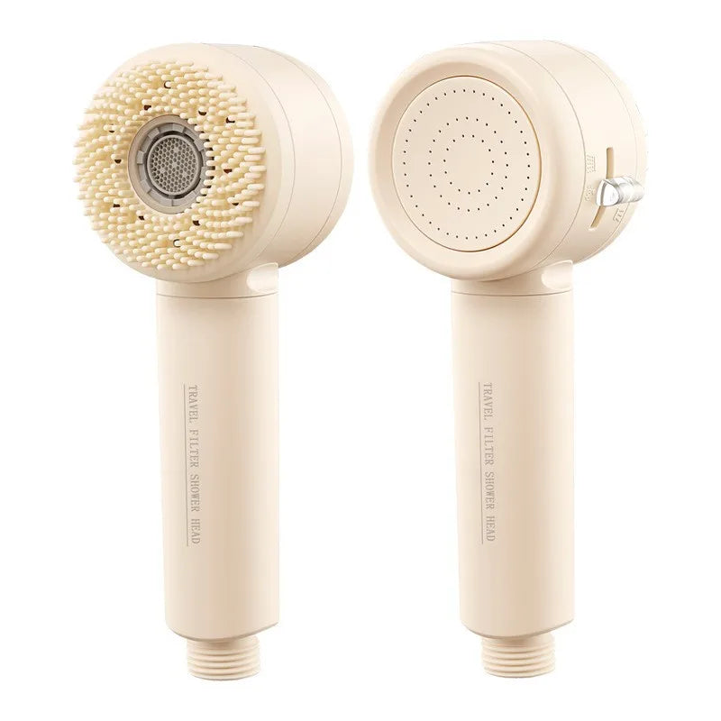 Small double-sided water outlet handheld shower head with bubble water flow,washing function, high pressure boost and filtration
