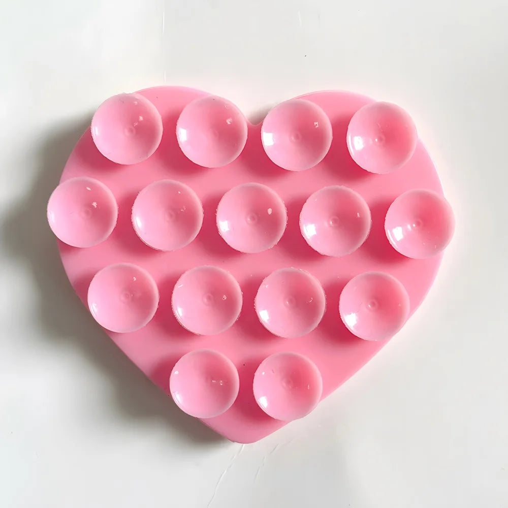 Double Sided Heart Shaped Silicone Suction Cup Phone Sticker Self Adhesive Anti Slip Suction Phone Support Bracket Suction Cup