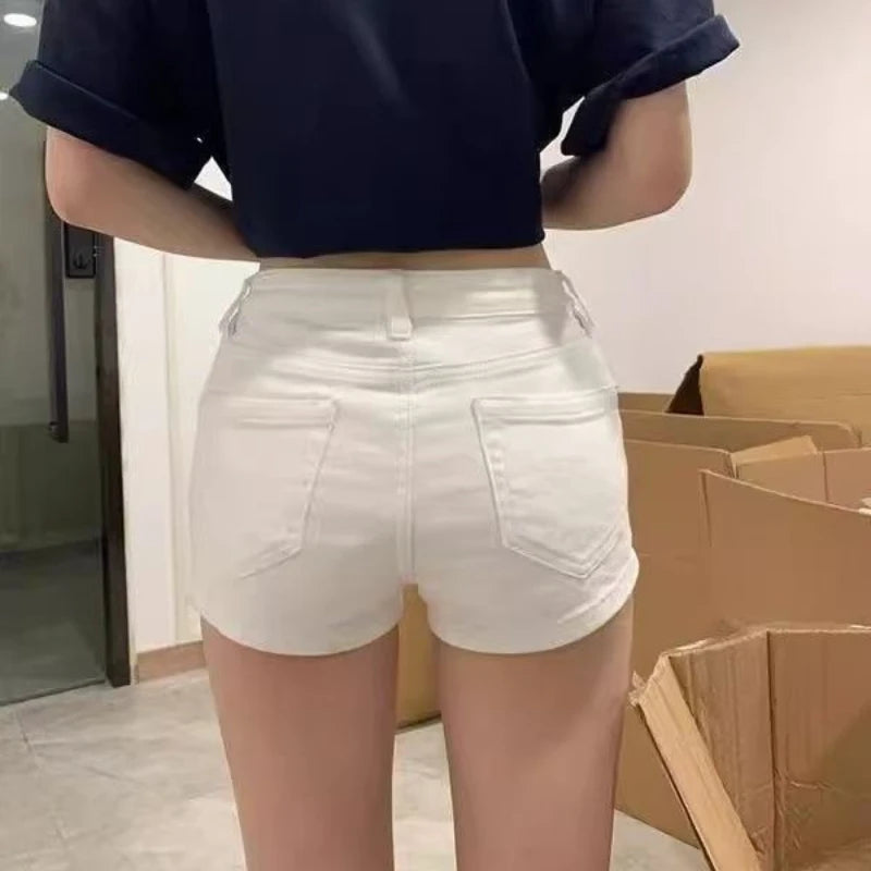 Spring Summer High Eleatic Denim Shorts Women Slim Skinny Jeans Short Pants Fashion White Hot Shorts Girls Casual Denim Shorts