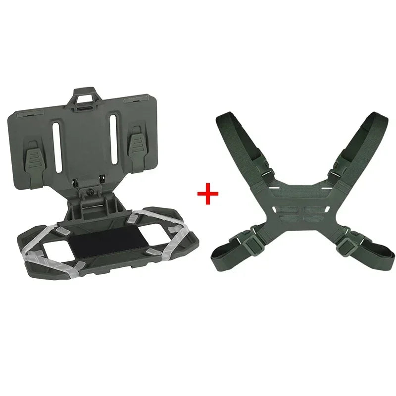 Tactical Admin Phone Platform Molle Cell Phone Holder Carrier Phone Mount with H Harness Strap Shoulder Harness for Screen Size
