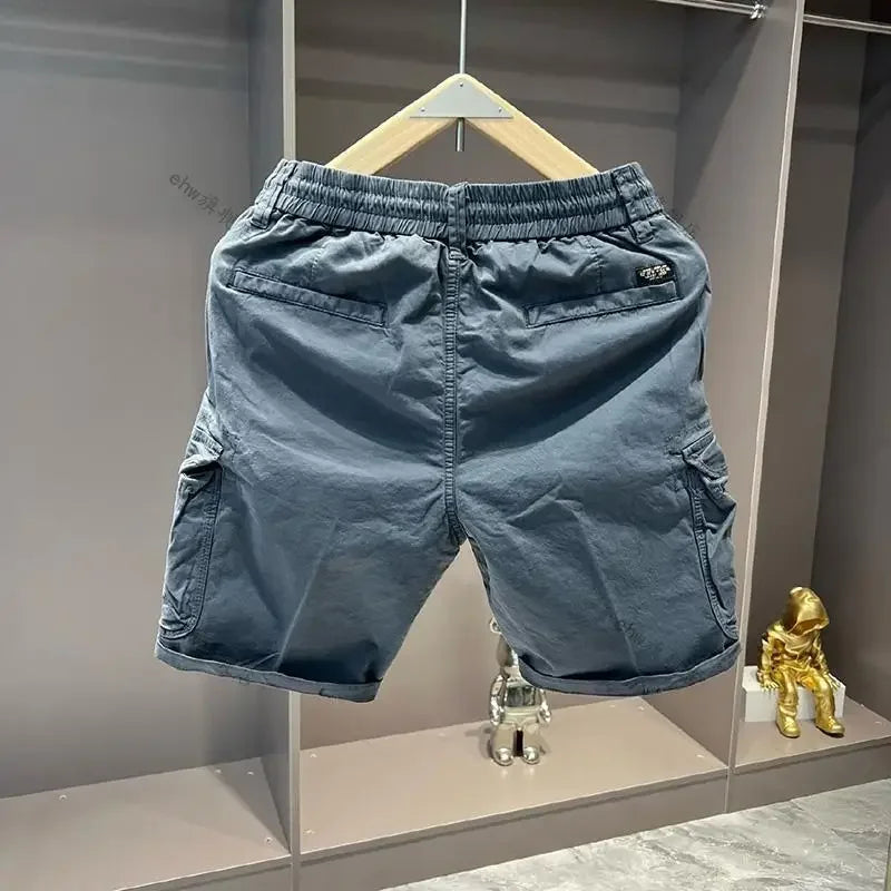 2025 Summer Work Shorts for Men Casual Multi-pocket Loose Elastic Five Points