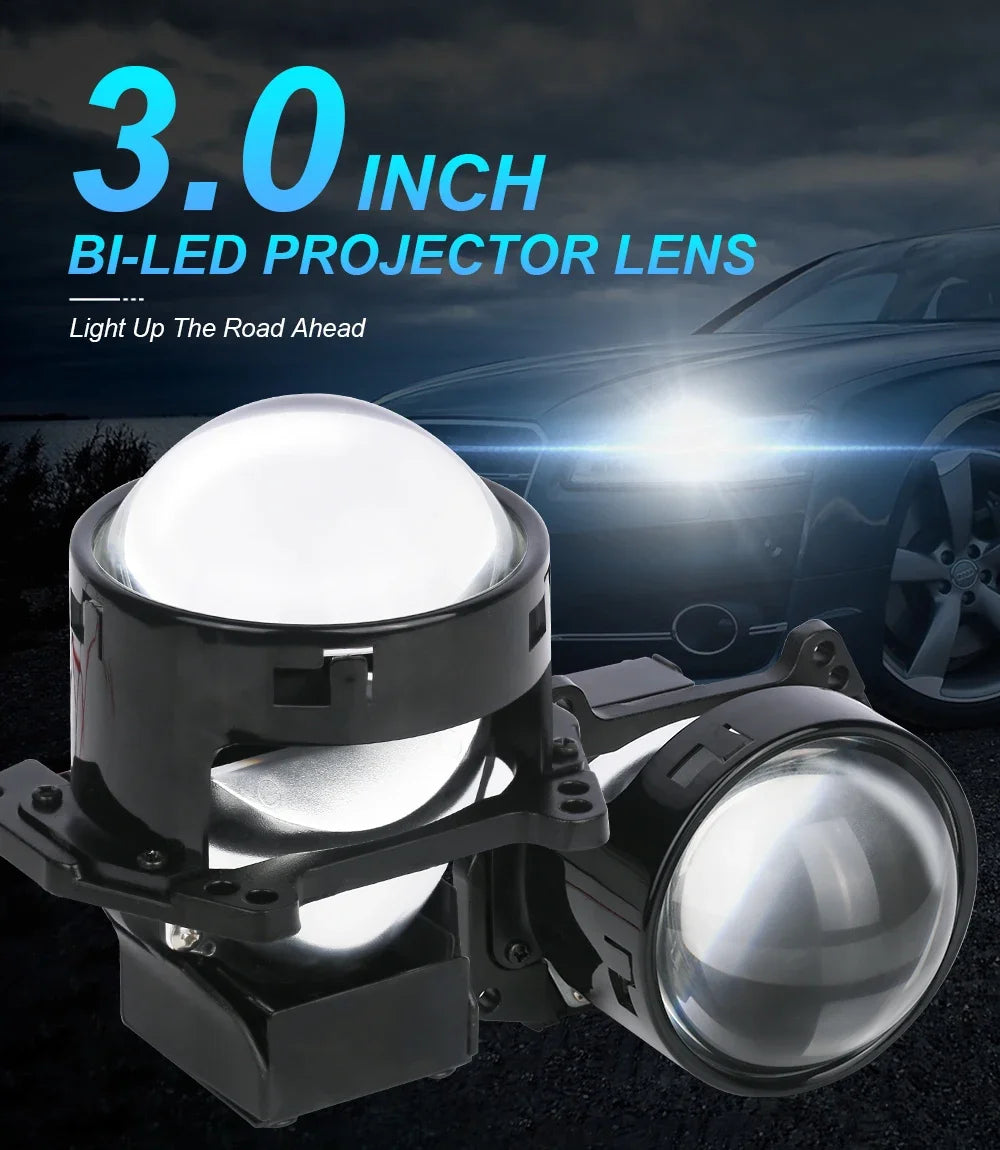 HYNBYZJ 2PCS 3 Inch Bi LED Projector Headlights Lenses for Hella LED Lights Projector 2000000LM Diode Headlamp Car Accessories