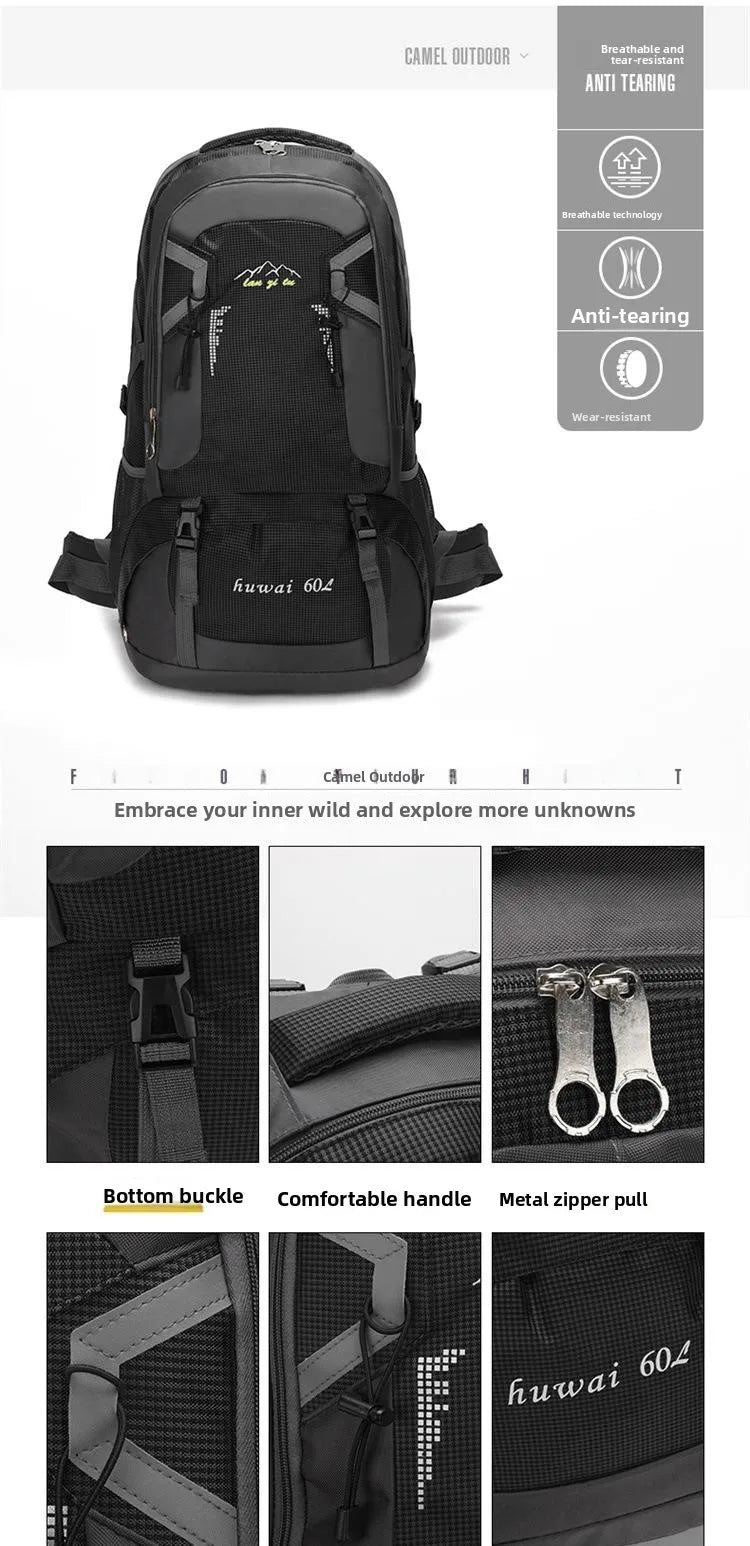 Outdoor Travel Backpack 60L Large Capacity Men's Women's Climbing Bag Luggage Multifunctional Bookbag Lightweight Waterproof