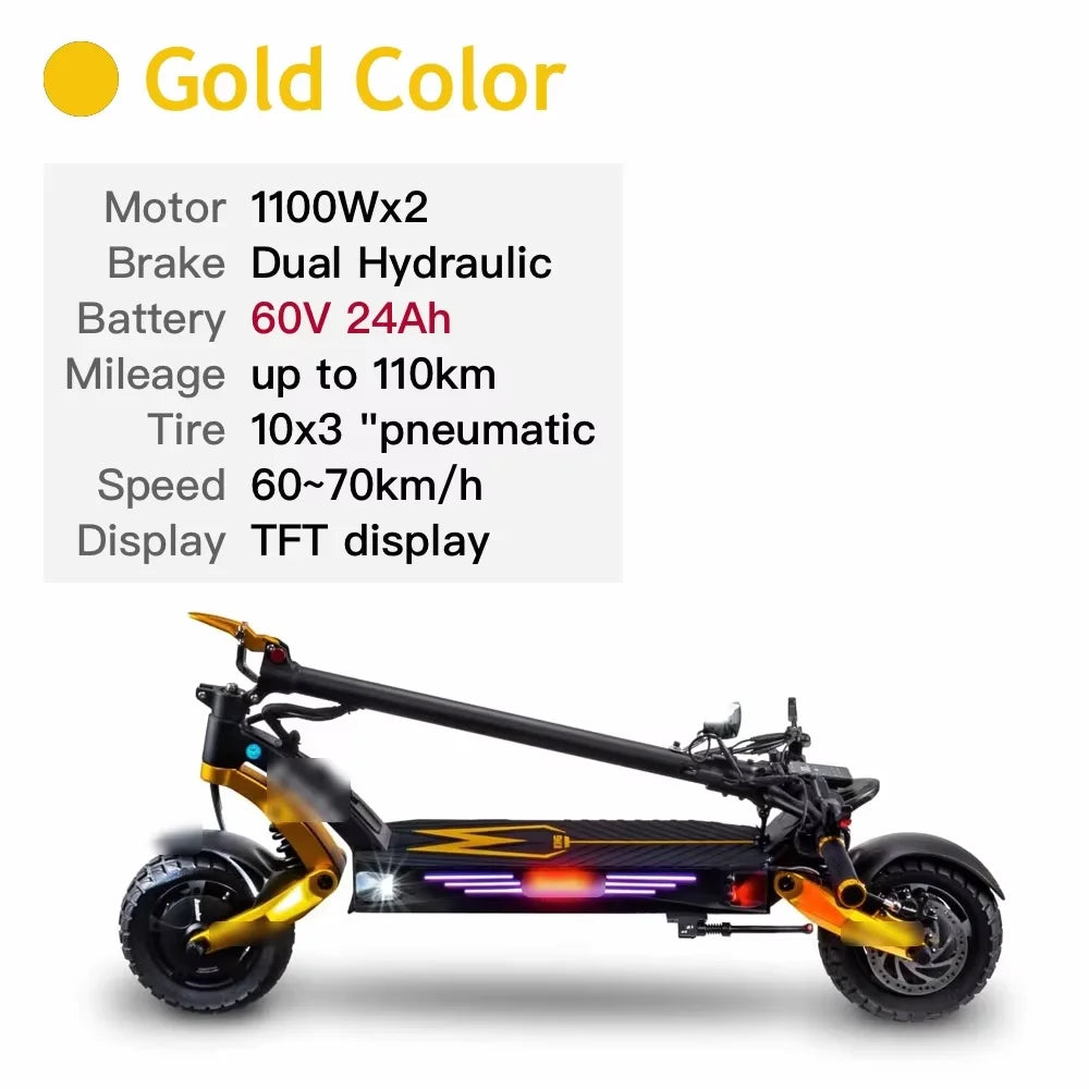 KAABO Mantis King GT 60V 24Ah Battery 1100W*2 Motor 70km/h Full Hydraulic Brake Central Display IPX5 WaterProof Electric Scooter