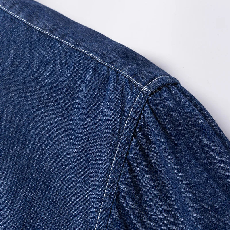 2025 Denim Pure Cotton  Long-Sleeve With Pocket Design Shirt Classic  Fashion Embroider Comfortable Clothes