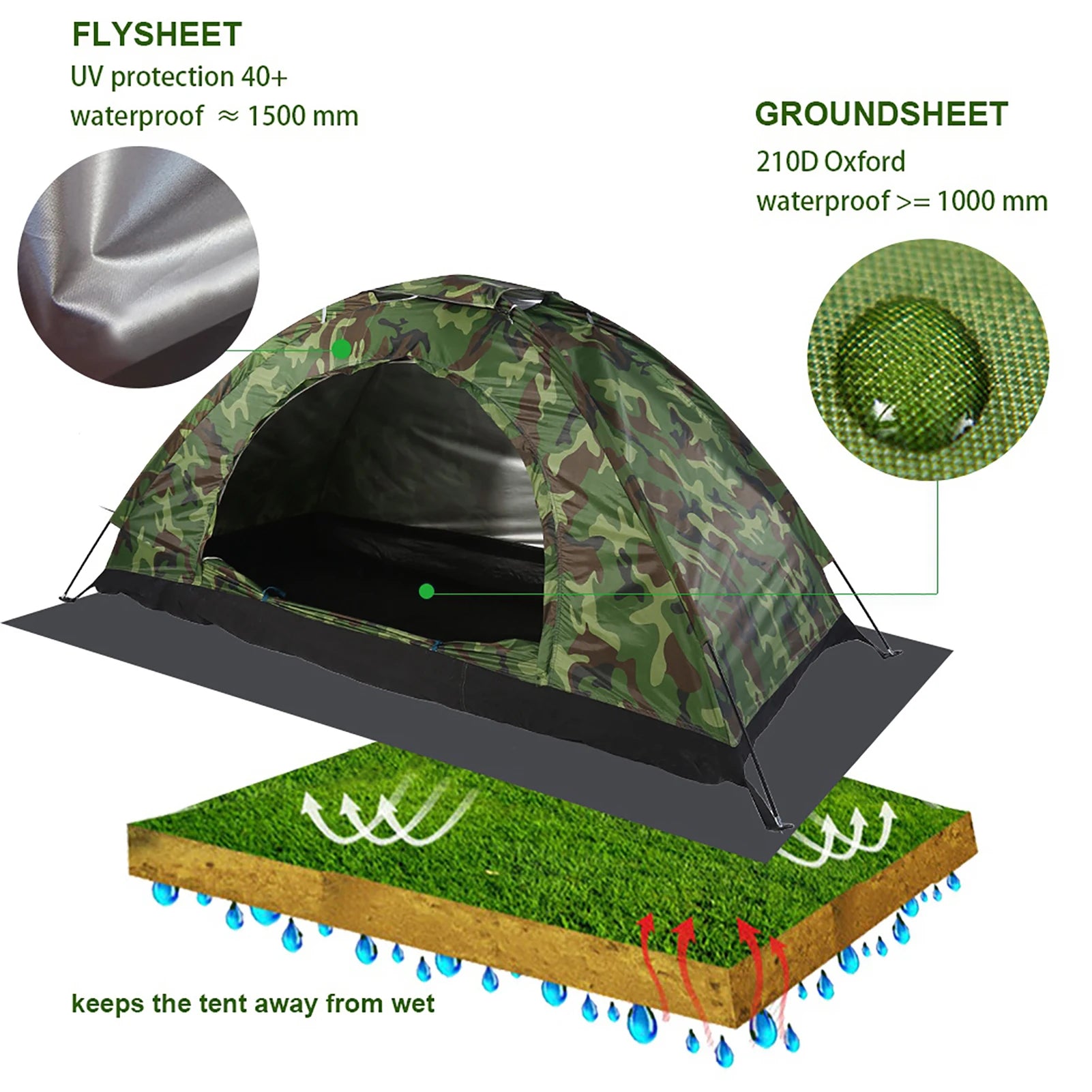 Camouflage Tent One Person Tent Outdoor Camouflage UV  Waterproof One Person Tent for Camping Hiking Tent Outdoor Tent