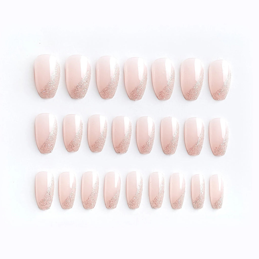 24Pcs/Set Blue Sky White Cloud Fake Nails Glue DIY Manicure Pattern Design False Nail French Stiletto Full Cover Nail Art Tools