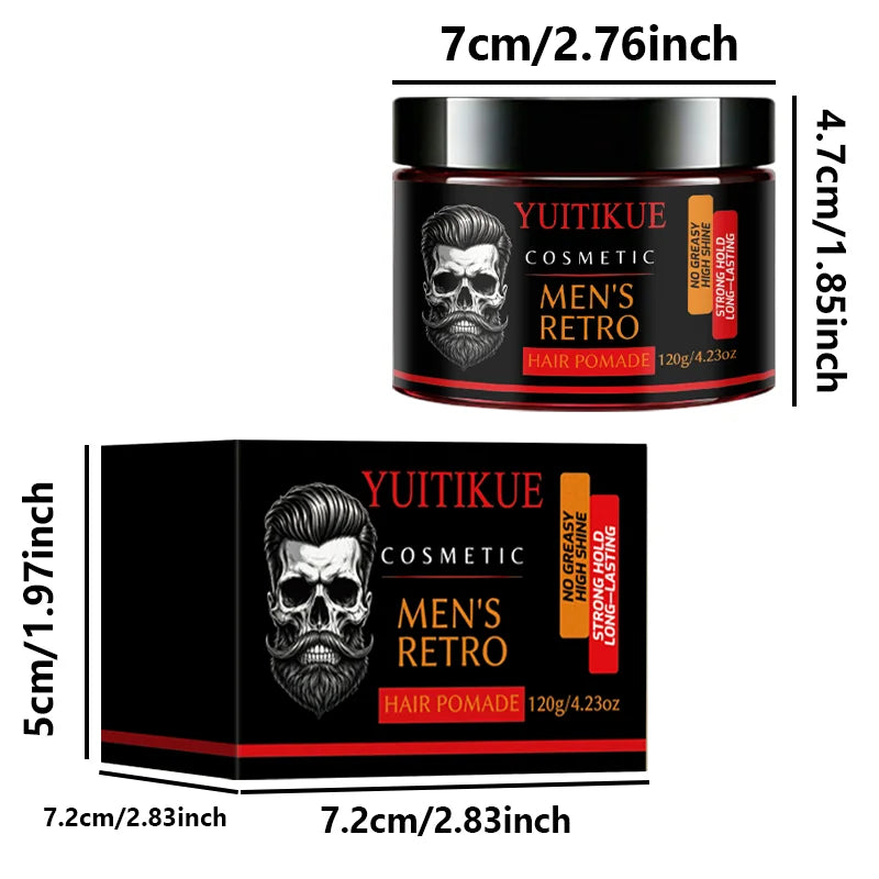YUITIKUE Retro Men Hair Pomade All Day Strong Hold Windproof Nourish Hair Root To Tip Non Greasy High Shine Styling Wax