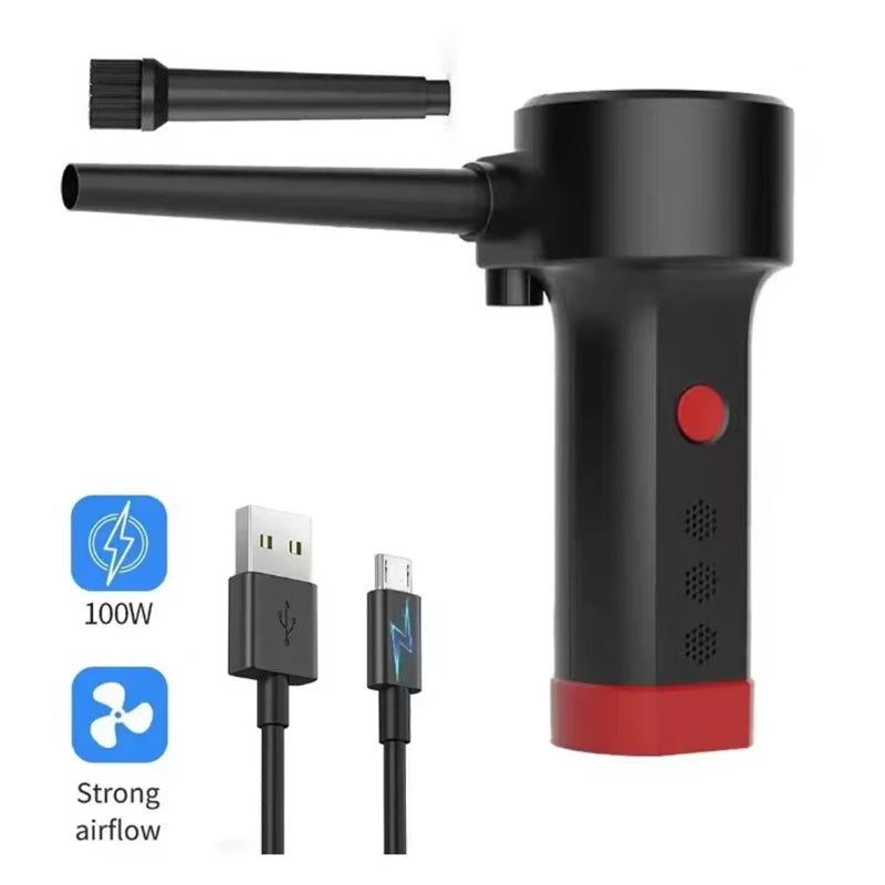 Electric Compressed Air Duster 2 in 1 Cordless Car Vacuum Cleaner Powerful Handheld Dust Air Blower for Pet Hair Office Keyboard