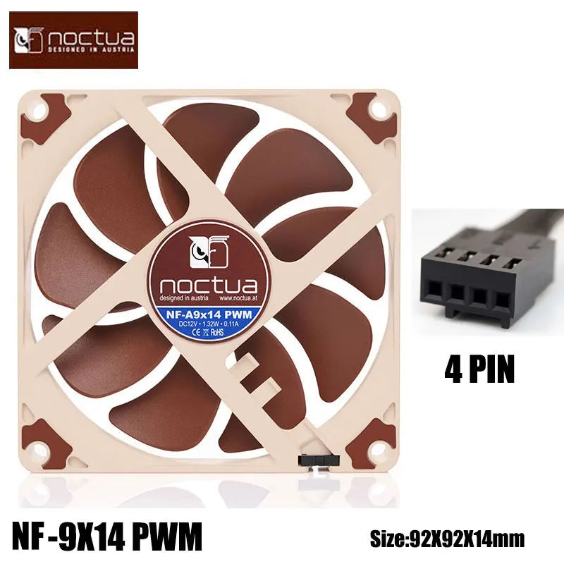 Noctua NF-A9x14 PWM/Black 9cm Fan (SSO Magnetically Stable Bearing/Thin CPU Fan/4-Pin Chassis Fan) 14mm Ultra-Thin, Ultra-Quiet