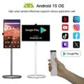 32” Android 15 Floor Stand TV, 6G+128G Smart Screen with Remote Controller, 2K Camera Video Call, Inbuit 148WH Battery Power