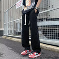 Black Vintage Men Jeans Spring Trend Straight Elastic Waist Wide Leg Denim Pants Male Daily High Street Comfortable Trousers