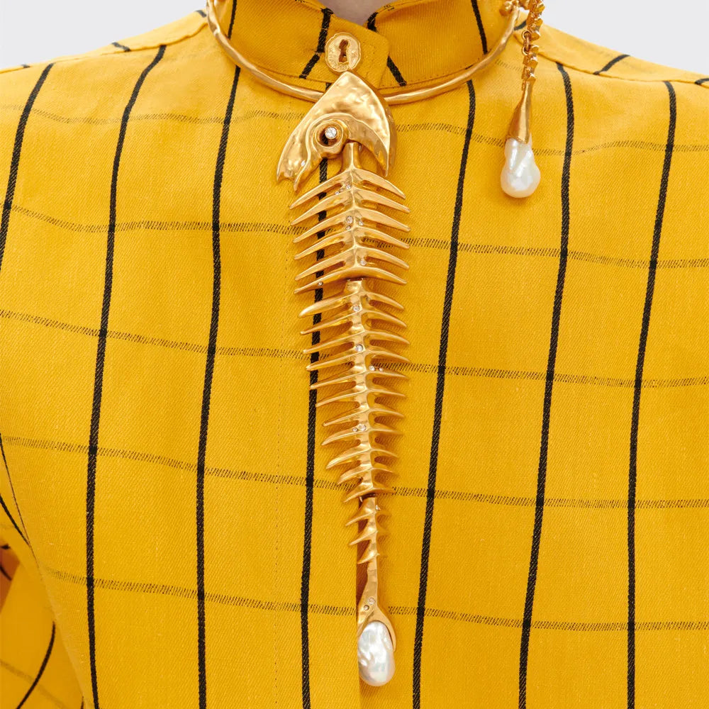 Novelty Design Alloy Big Fish Bone Pendant Choker Necklace For Women Fashion Jewelry Exaggerated Brand Show Statement Necklace