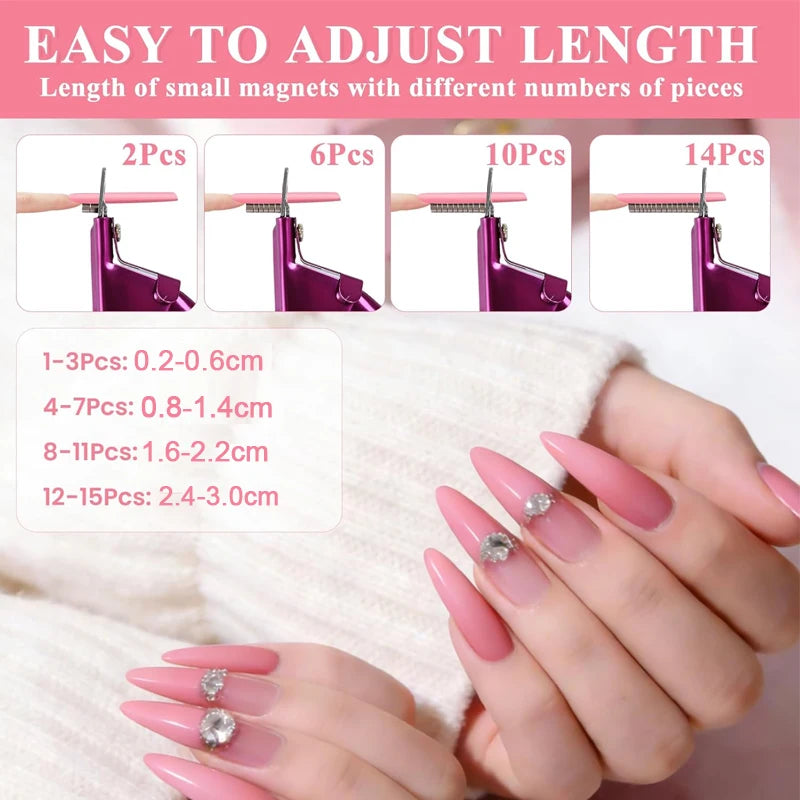 Nail Art Tools Powerful Magnet Nails Tip Cutter with Length Measurement Cat Eye Magnet Manicure Tool for Salon Home Nail Art