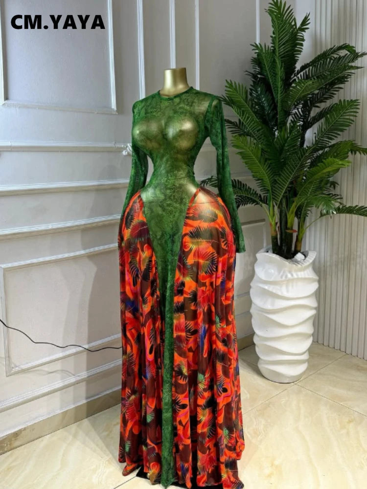 CM.YAYA Women O-neck Long Sleeve Big Swing A-line Maxi Dress 2026 Spring Evening Sexy Parties Vacation Long Dresses Vestidos