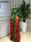 CM.YAYA Women O-neck Long Sleeve Big Swing A-line Maxi Dress 2026 Spring Evening Sexy Parties Vacation Long Dresses Vestidos