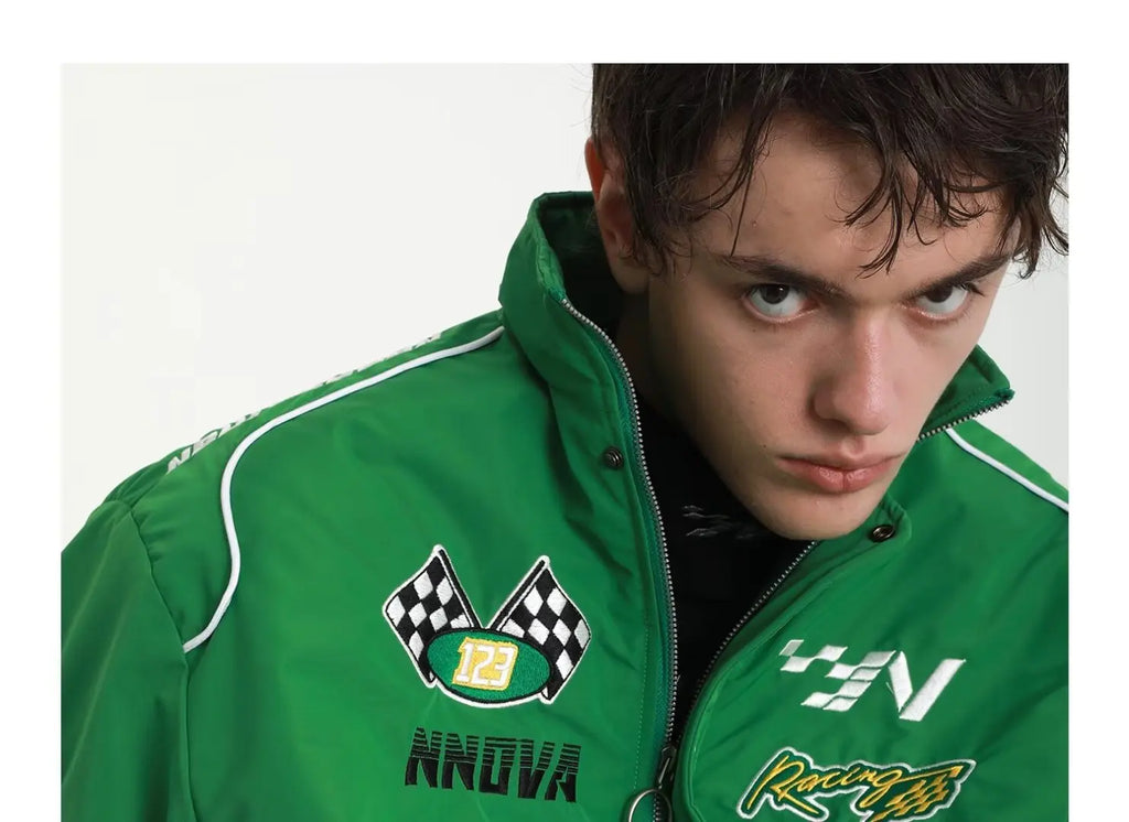 Motorcyclist Man Racer Baseball Uniform Racing Bike Embroidery Windbreaker Coat Spring Autumn Flight Stand-up Men Women  Jacket