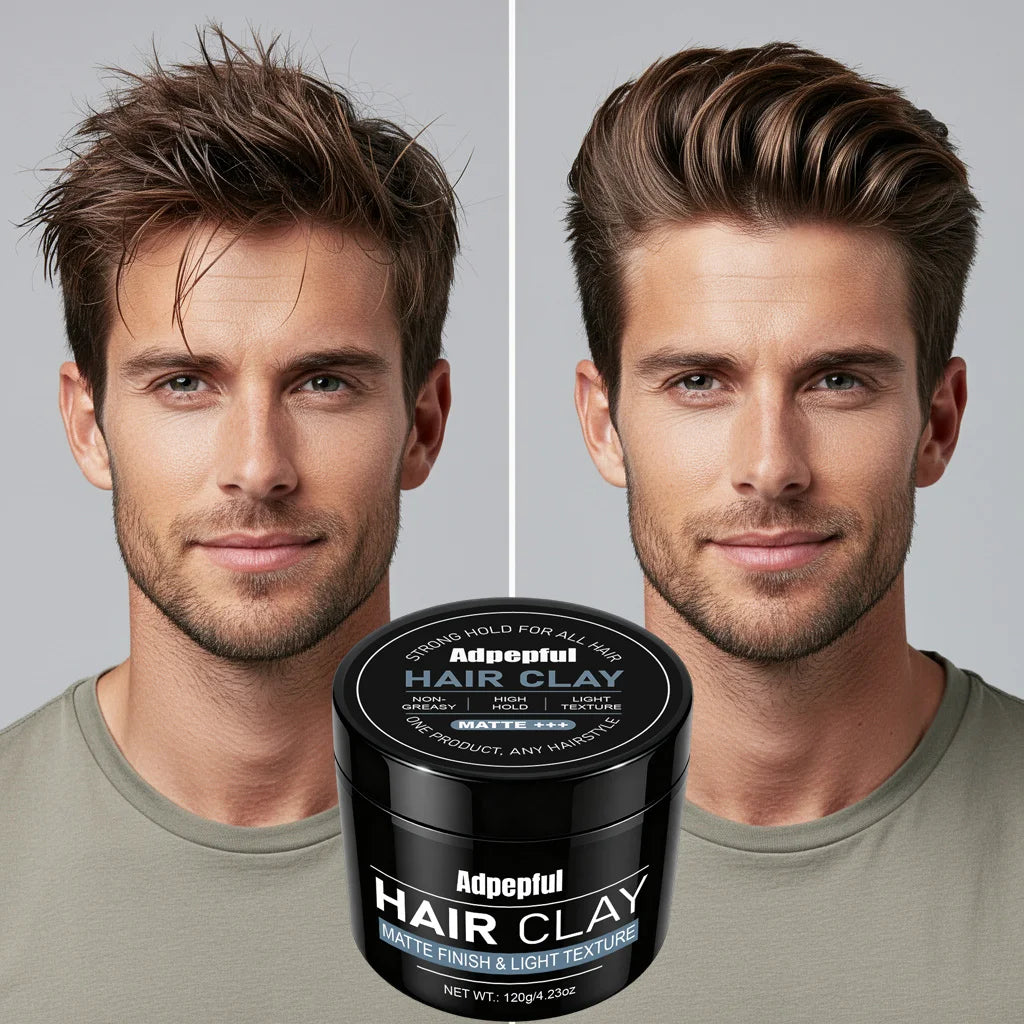 Adglamful Matte Styling Clay 120g Strong Hold Texturizing Non Greasy Low Shine Hair Mud for Modern Men Look