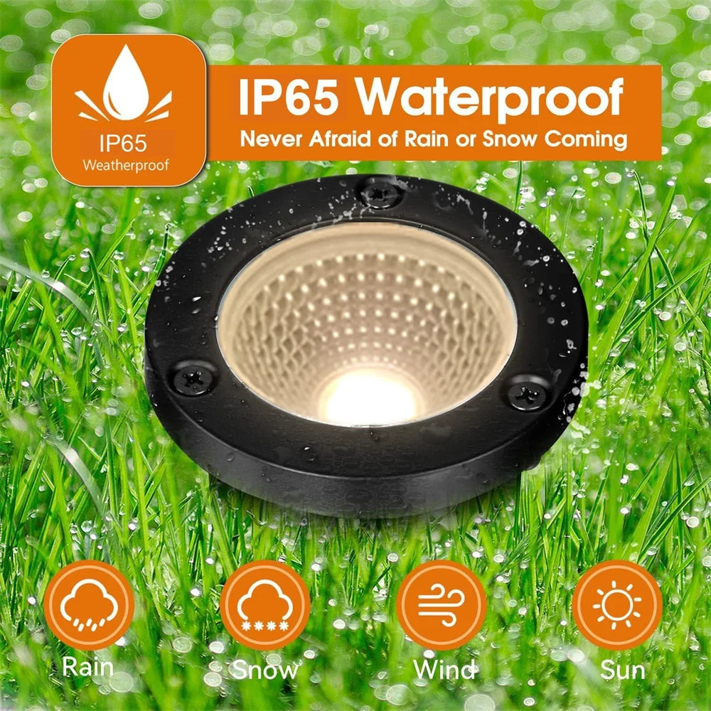 LED Underground Light 10W Waterproof Outdoor Spotlight Warm White Path Tree Deck Stair Ground Garden Landscap Lighting 4pack