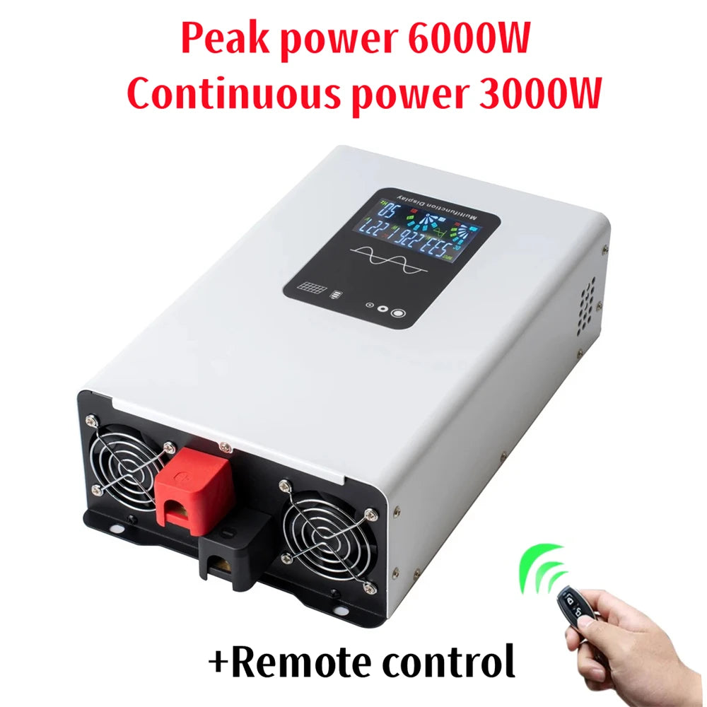Pure Sine Wave Inverter 5000W 6000W 8000W Power Converter LCD Display DC12V 24V To AC 220V 110V Voltage Solar Power Car Inverter