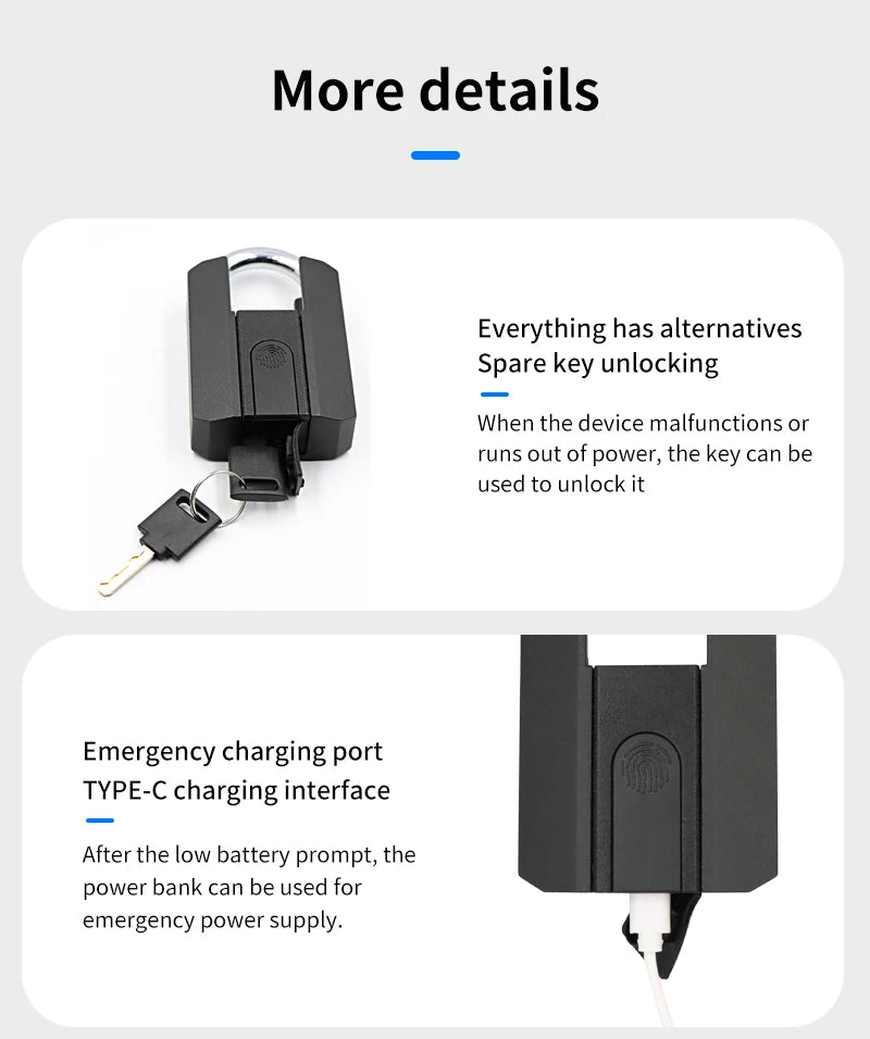 Electronic TTLOCK Fingerprint Padlock Fingerprint Lock App Keyless Biometrics Lock Suit For Suitcases Backpacks Bicycles Lockers