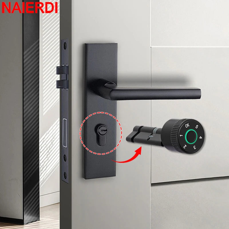 NAIERDI Smart Lock Cylinder Tuya App Fingerprint Password Unlock Electronic Door Lock Core Upgrade for Mechanical Home Lock