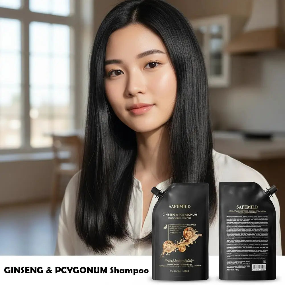 Hair Growth Shampoo Ginseng & Polygonum Multiflorum Shampoo Deep Cleaning Nourishing Smoothing Repairing Dry Damaged Hair Care