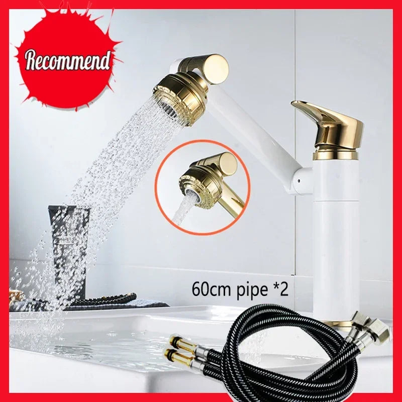 1080° Swivel Bathroom Sink Faucet Basin Faucet Mixer Deck Mounted Splash Proof Water Tap Shower Head Aerators Tapware
