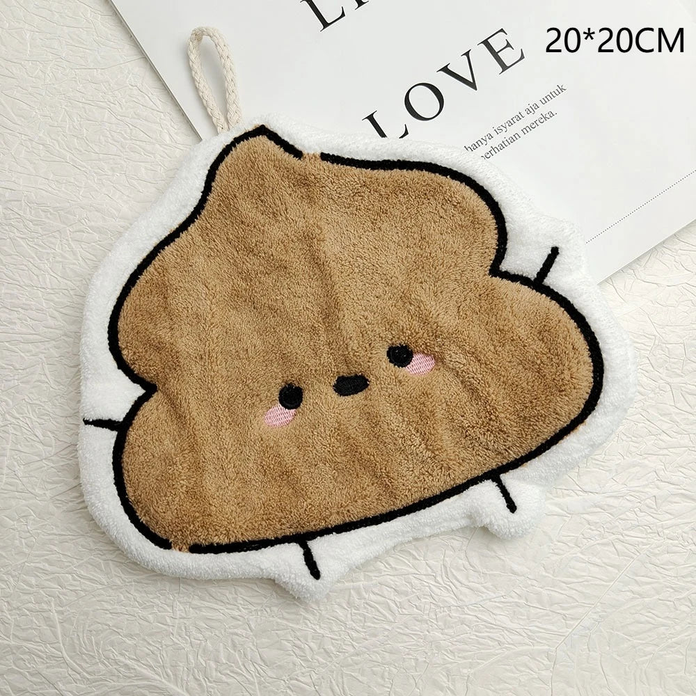 Cute Poop Toilet Paper Shaped Hand Towels Hanging Bathroom Decor for Quick Drying Home Furnishings