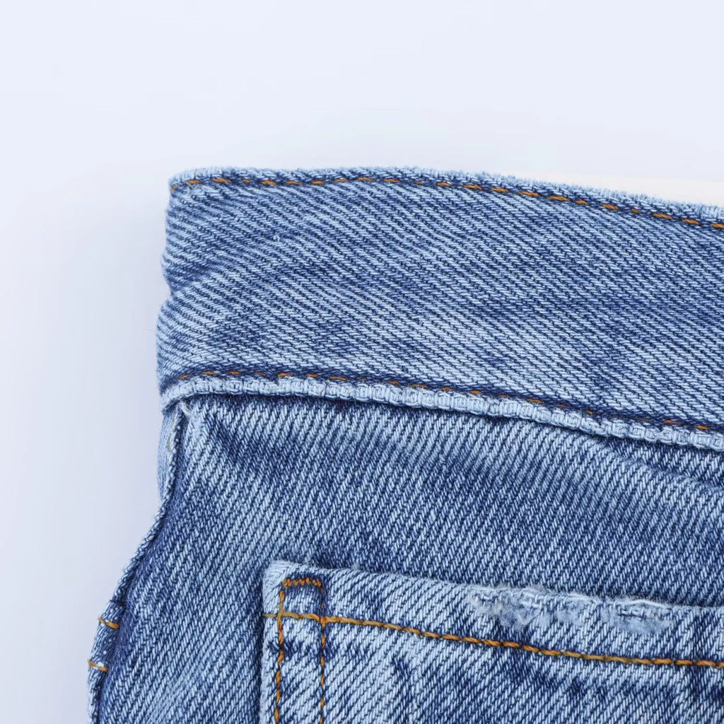 HH Women Summer New Fashion Thin Single-breasted Loose Folds Denim Shirt+High Waist Zipper Pocket Wide-leg Casual Pants Suit
