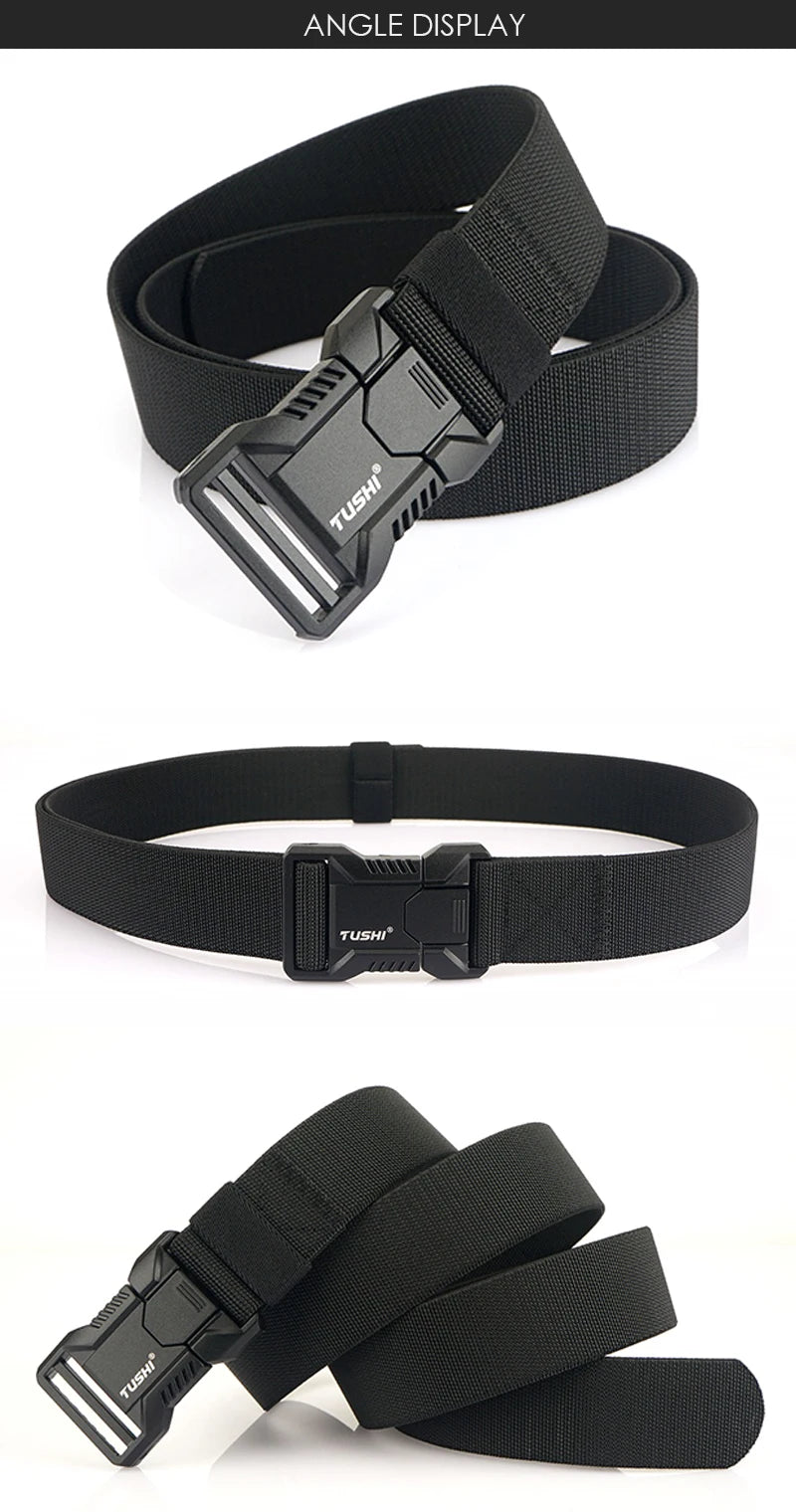 VATLTY New Tactical Outdoor Belt for Men and Women Aluminum Alloy Buckle Quick Release Elastic Belt Casual Belt Jeans Waistband