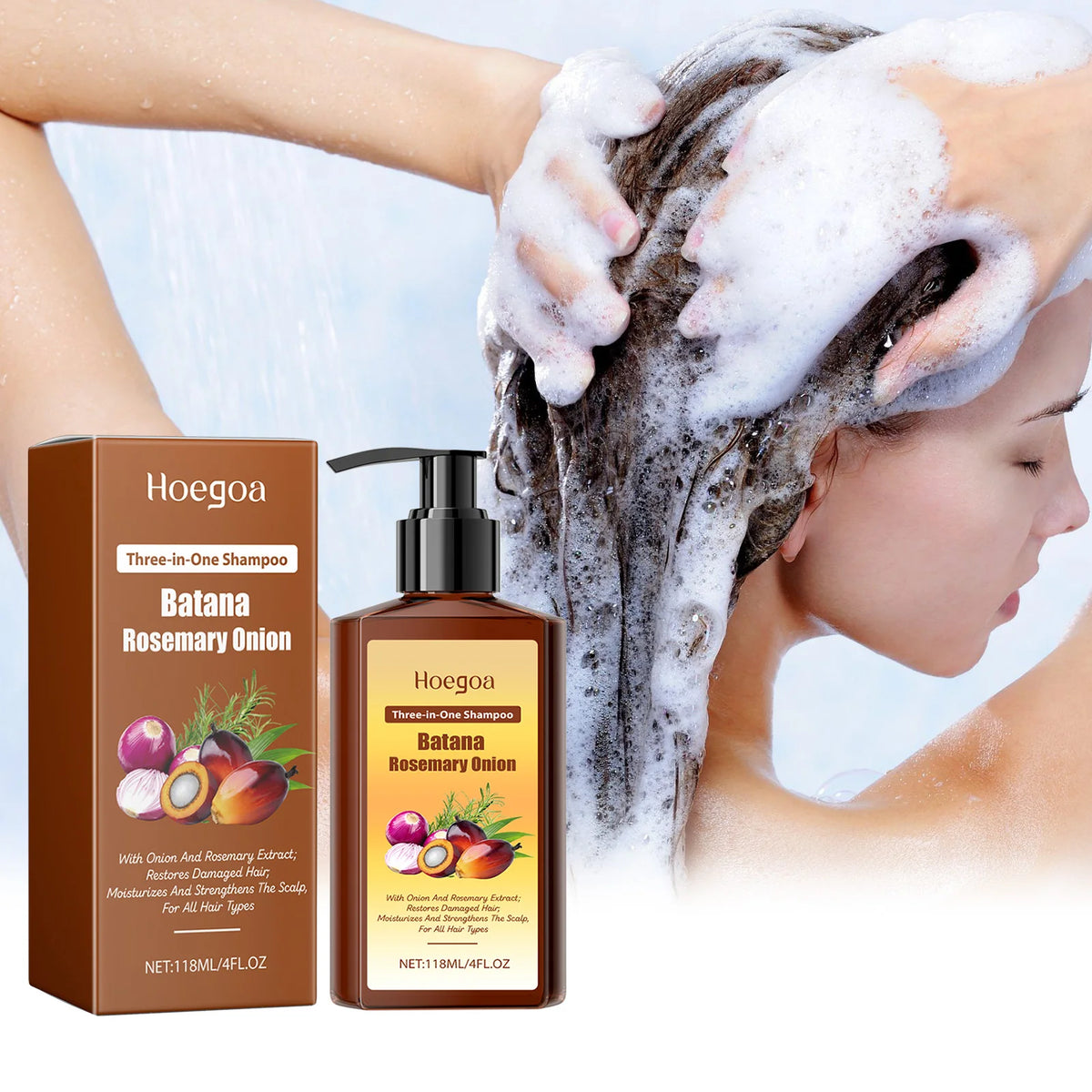 3in1 Batana Rosemary Shampoo Hair Growth Anti Loss Soothing Scalp Deep Cleansing Strengthen Hair Root Repair Nourishing Shampoo