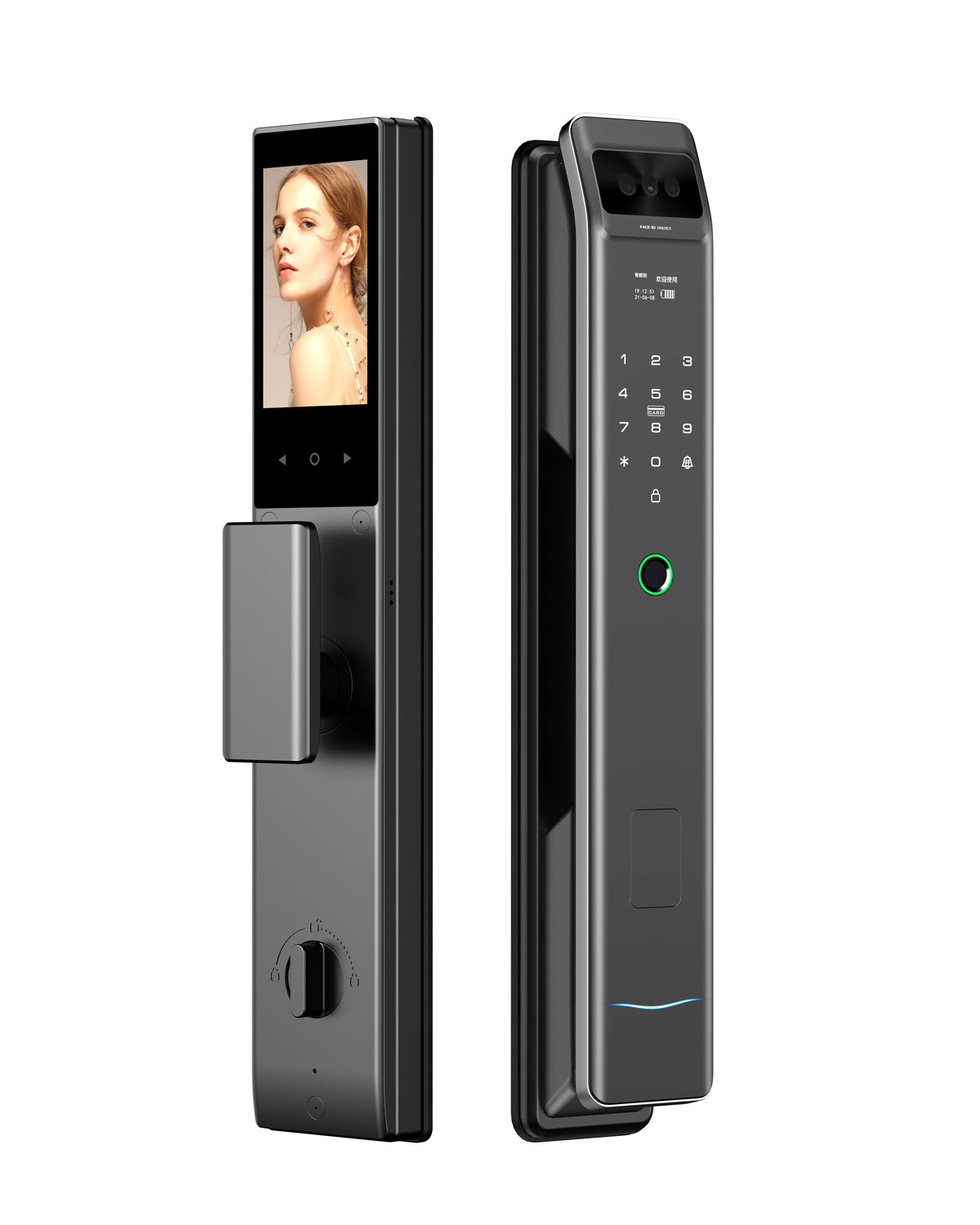 Tuya WiFi High Quality Aluminum Smart Lock Fingerprint Face Recognition Full-Automatic Door Lock With Memory Card For Steel Door