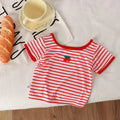 T-shirt Summer Square Collar Tops Casual Versatile Children Clothing New Baby Girls Tees Short Sleeve