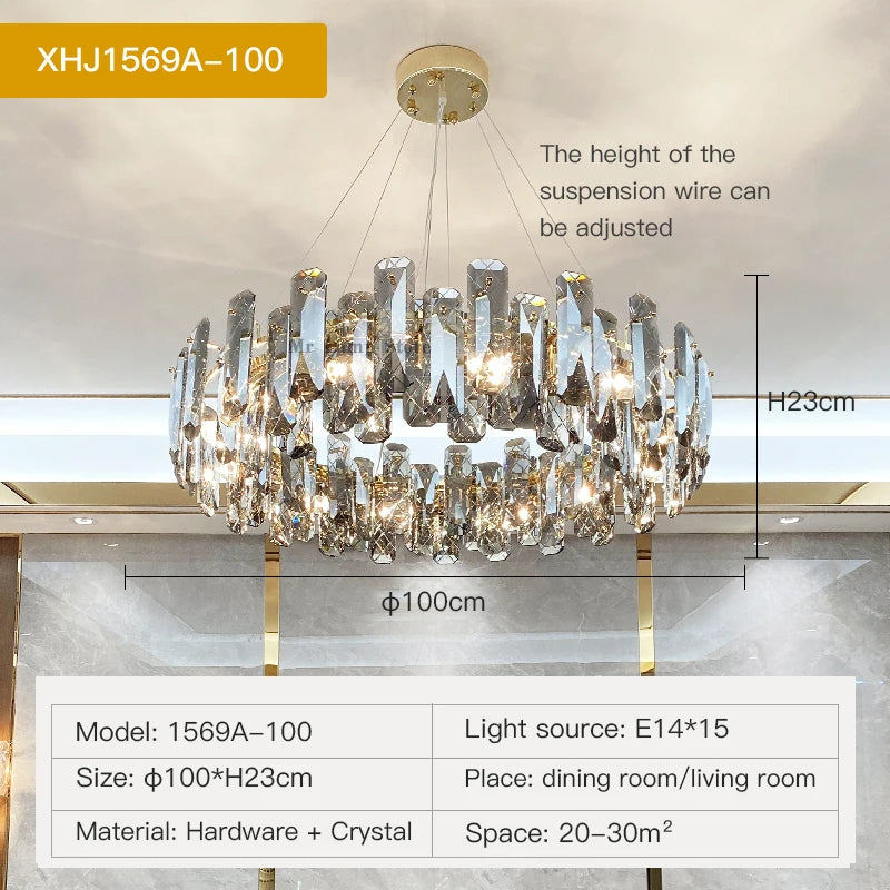Postmodern Light Luxury LED Crystal Chandelier Atmosphere Dining Room High-end Home Bedroom Kitchen Living Room Pendant Lights