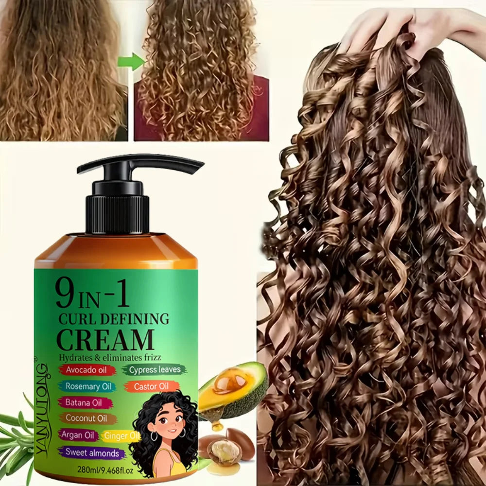 280ml Curly Hair Styling Cream, Moisturizing and Smoothing Formula, Enhances the Elasticity and Shine of Curly Hair, Easy to Set