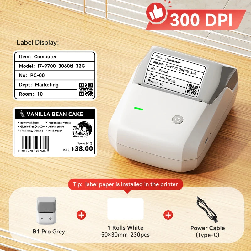Niimbot B1/B1 Pro Inkless Label Printer Wireless Self-adhesive Label Maker DIY Price Tag Barcode Printing for Home Business