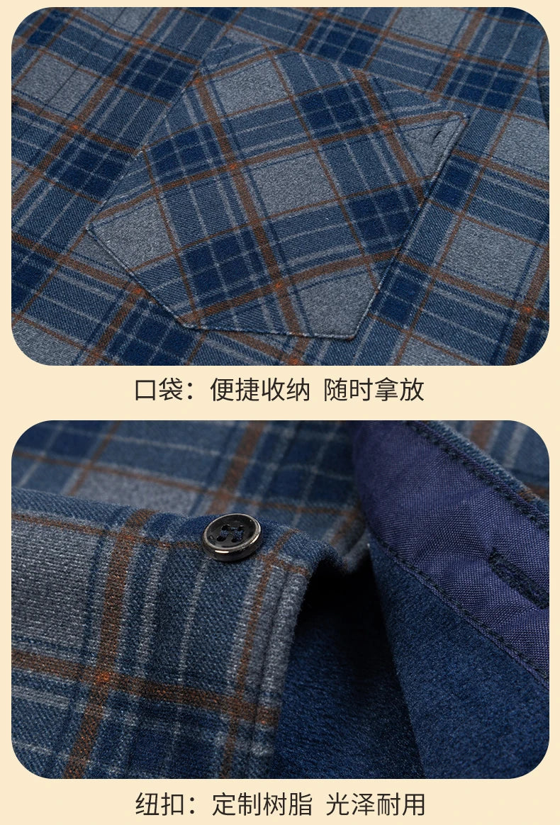 Men's Warm Long-Sleeved Shirt with Double-Sided Fleece, Winter Casual, Cold-Resistant, Street Fashion, Comfortable and Versatile