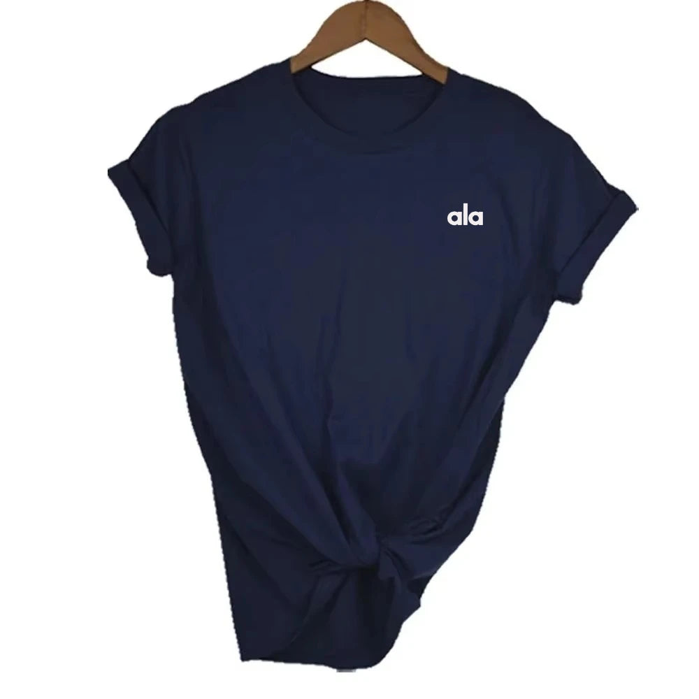 American Ala Sports Simple Summer Fashion Leisure Home Commuting Versatile Round Neck Short Sleeve Cotton T-shirt
