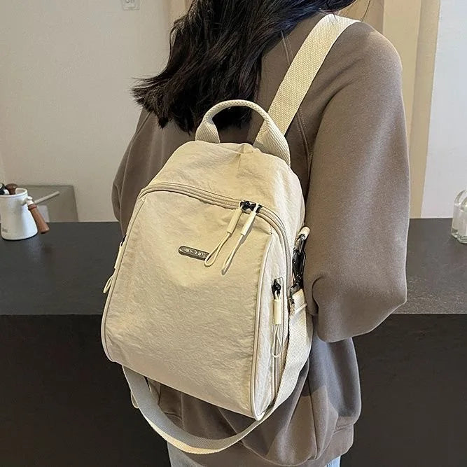 Multi Functional Nylon Mini Backpack, Casual Convertible Crossbody Sling Travel Bag for Women Multi-Pocket Daily Outdoor Daypack