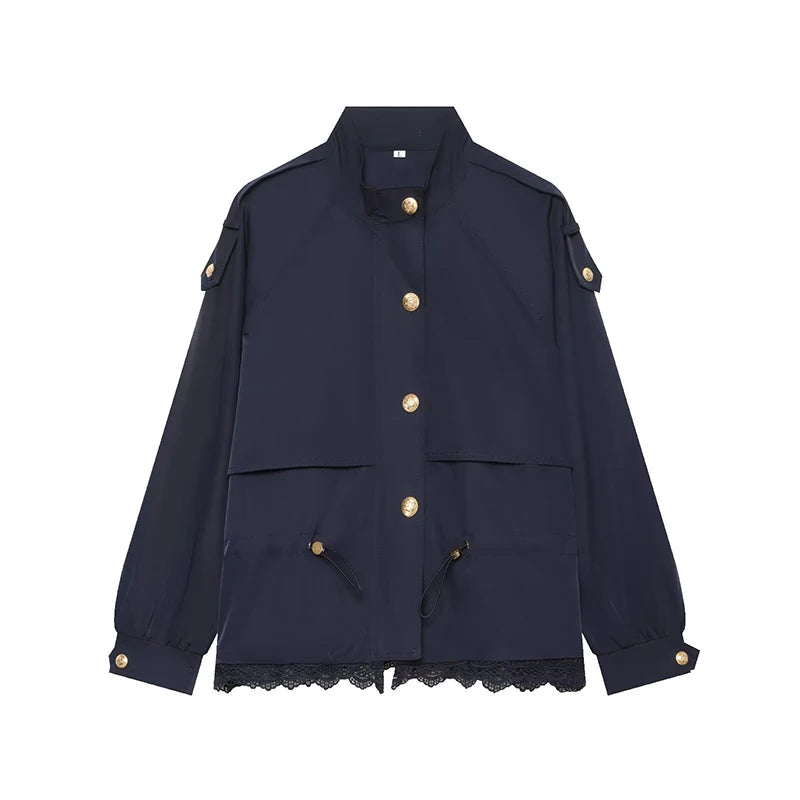 Lapel Women's Outerwear Waist Cinching Belted Jacket Drop Shoulder Cropped Cargo Trench Coat Meilaid Style Daily Fashion Wear