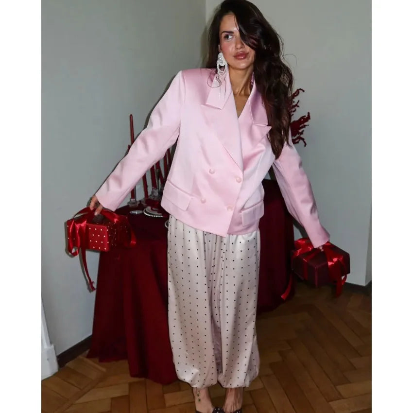 Tsiisd Commuting Printing Dot Women's Pants High Waist Straight-Leg Trousers Casual New Elegant Office Work Women's Pants 2026