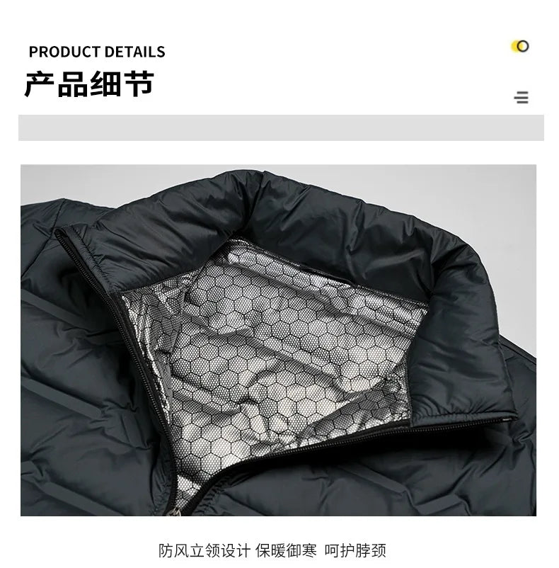 2025 Graphene Self-heating Down Jacket Men Solid Windproof Pleated Down Jackets Stand Collar Classical Warm Winter Jackets Male