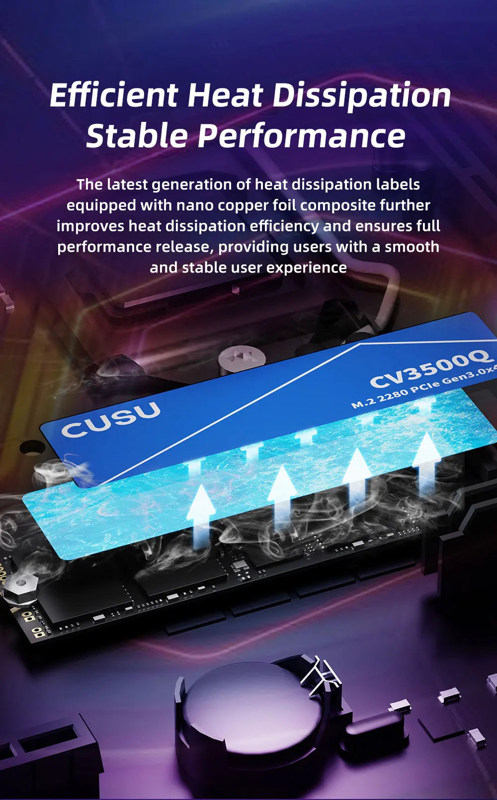 CUSU SSD 512GB 1TB 2TB M.2 NVMe M2 SSD Hard Drive Solid State Disk for Laptop Desktop
