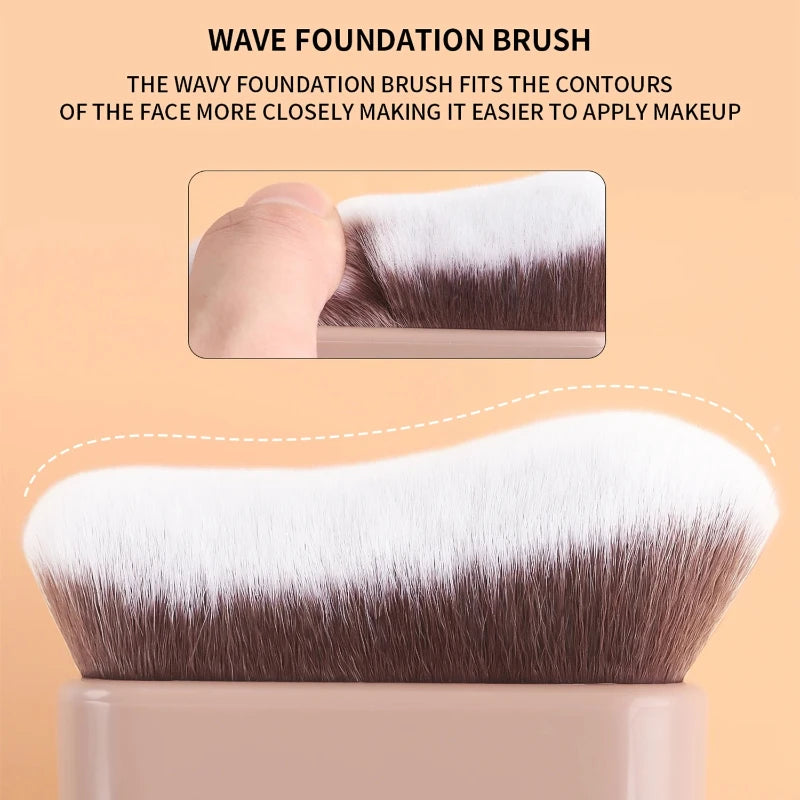 1Pc Hand-held MakeupBrush, FoundationBrush, CurvedBrush, Soft Bristles, Even Application, High-Quality Makeup Brush, Travel-F