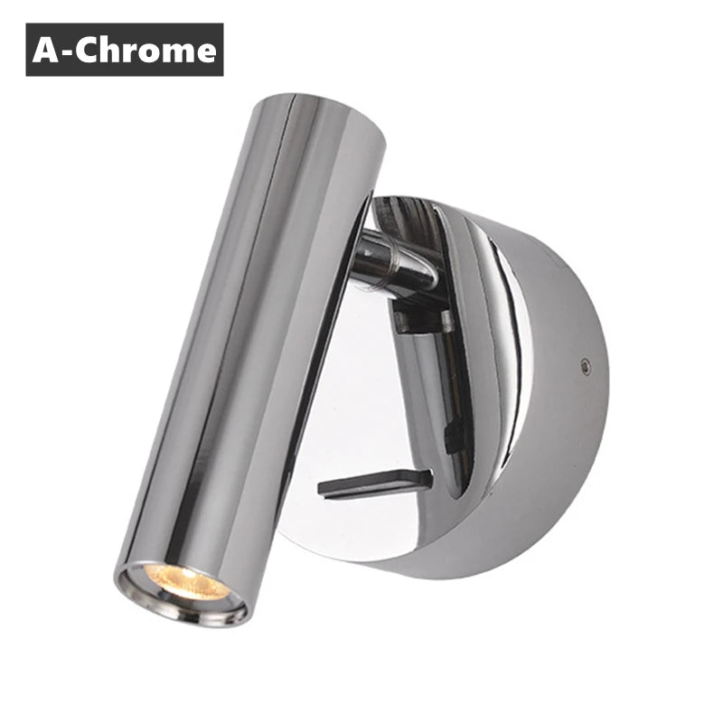 LED Wall Lamps with Switch Rotatable Adjust Aluminum 3W Spotlight Bedside Reading Light Hotel Bedroom RV Sconce Light Fixture